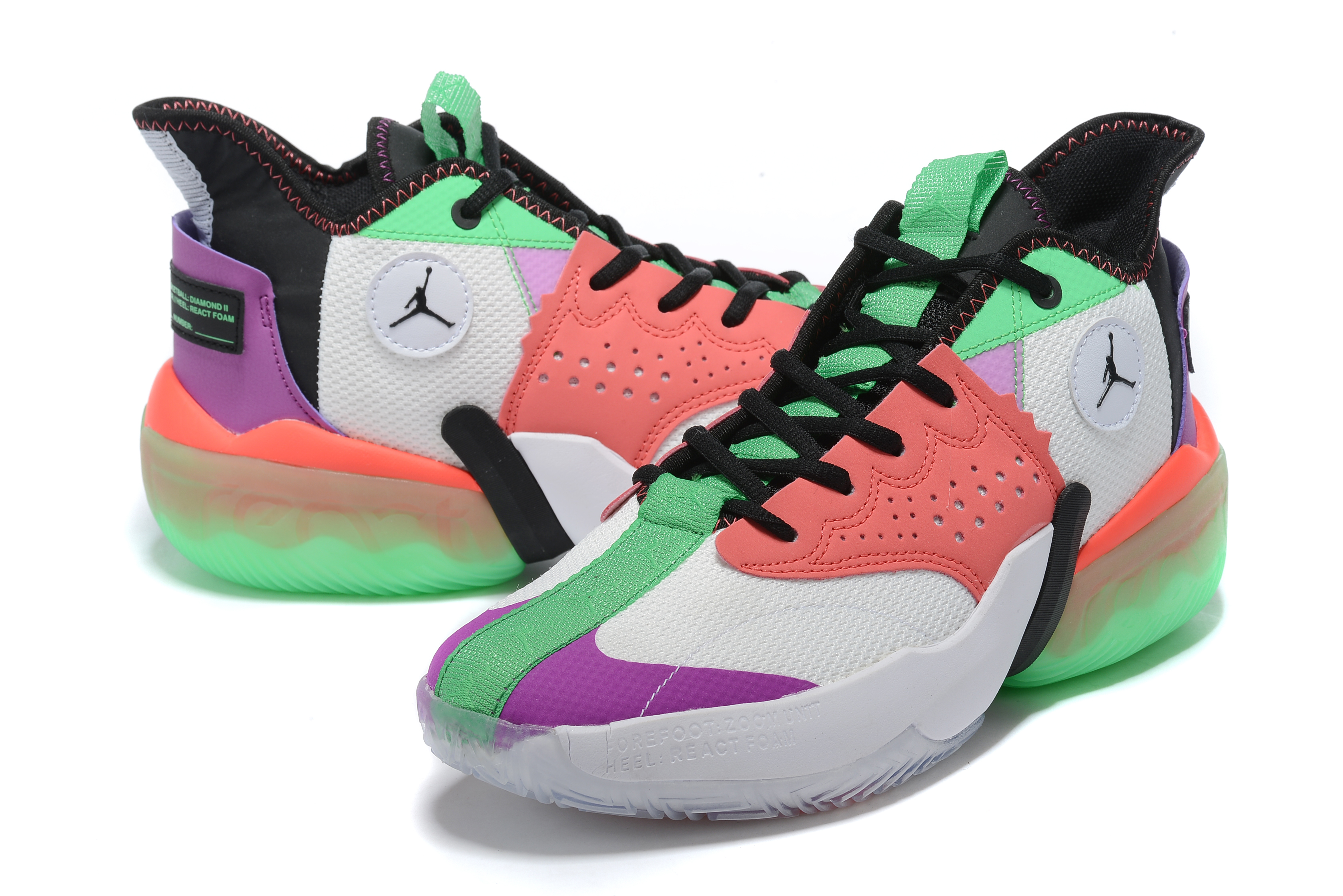 Jumpman Diamond Mid Green Orange Purple Black Shoes